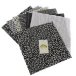 7pcs tissu de coton fleur pois carreaux coupons patchwork joli 50x50cm noir