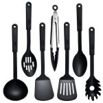 7pcs ustensiles de cuisine nylon set de cuisine accessoire cuisine noir
