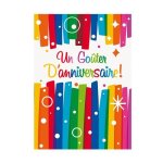 Cartes invitations anniversaire - no name - un goter danniversaire - 8 cartes - rubans multicolores ...