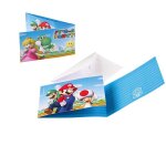 8 cartons invitation enveloppes super mario bleu turquoise ciel marine
