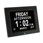 8 lcd horloge num�rique calendrier avec date jour et heure horloge alzheimer horloge pour les seniors(noir) ...