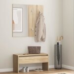 Vidaxl ensemble de meubles de couloir banc dentre avec rangemen miroir panneau de portemanteau vestiaire ...