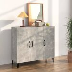 812505 vidaxl buffet gris b�ton 90x34x80 cm bois ding�nierie