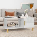 812750 vidaxl table basse blanc brillant 90x50x40 cm bois dingnierie