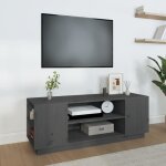 814411 vidaxl meuble tv gris 110x35x405 cm bois de pin massif