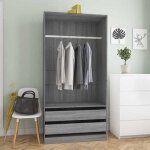 815346 vidaxl garde - robe sonoma gris 100x50x200 cm bois dingnierie