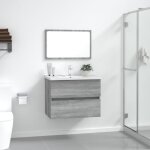 815736 vidaxl ensemble de meubles de salle de bain 2 pcs sonoma gris