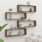 815907 vidaxl tagres murales cubiques 4 pcs chne fum 100x15x30 cm
