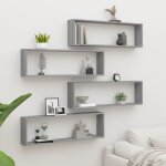 815910 vidaxl tagres murales cube 4 pcs sonoma gris 100x15x30 cm bois