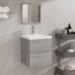 820473 vidaxl armoire de bain et miroir sonoma gris bois ding�nierie