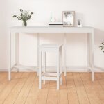 822163 vidaxl table de bar blanc 180x80x110 cm bois massif de pin
