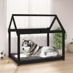 822221 vidaxl lit pour chien noir 111x80x100 cm bois de pin solide