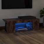 Vidaxl meuble tv avec lumi�res led ch�ne fum� 90x39x30 cm support tv armoire m�dia armoire hifi unit� ...