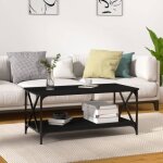 823307 vidaxl table basse noir 100x50x45 cm bois dingénierie et fer 823307 vidaxl table basse noir 100x50x45 cm bois dingénierie et fer