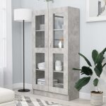 894jilm * armoire  vitrine sale armoire chambre multifonction commode bahut vaisselier gris bton 825x305x150 ...