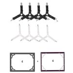 Lot de 8 tendeurs drap housse r�glables - blanc et noir - az king - synth�tique - chambre