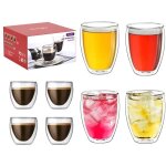 8x tasse verre double paroi4 * 250 ml 4 * 80ml - tasse a cafe pour de latte macchiato boissons chaudes ...