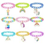 9 pices bracelet licorne arc - en - ciel colore bracelets filles pour faveurs de fte danniversaire ...
