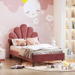90 x 200 cm lit simple capitonn� pour fille - garhelper - cadre de lit avec jolie t�te de lit en forme ...