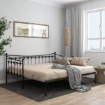 953prime - lit simple pour adulte contemporain - cadre de canap� - lit extensible noir m�tal 90x200 cm ...