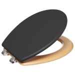 Abattant wc en bois naturel et zinc coloris gris charbon - longueur 36 x profondeur 465 x hauteur 55 ...