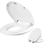 Abattant wc familial - leoclotho - frein de chute et charni�re r�glable - blanc