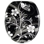 Abattant wc - sanilo - fleur blanche - bois - soft close - fixation facile