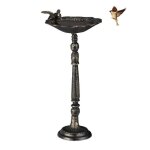 Relaxdays abreuvoir oiseaux fonte de fer dcoration jardins style antique mangeoire sur pied 40 cm de ...