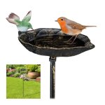 Relaxdays abreuvoir pour oiseaux en fonte avec pic de terredcoration pour jardin mangeoires 1 m de hauteur ...