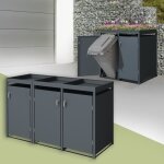 Ml - design abri pour 3 poubelles 240 l acier anthracite 200 x 80 x 124 cm habillage de poubelle avec ...