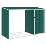 Vidaxl abri  bois de jardin vert 245x98x159 cm acier galvanis
