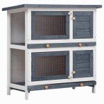Abri et cage pour petits animaux cabane extrieure  2 tages - omabeta - gris et blanc - 90x 45x90cm ...