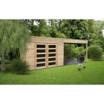 Abri de jardin 19 mm salerno - avec terrasse latrale