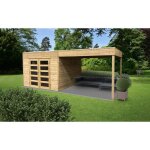 Abri de jardin 19 mm tarento - avec terrasse latérale - solid - bois massif - pin traité Abri de jardin 19 mm tarento - avec terrasse latérale - solid - bois massif - pin traité
