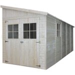 Abri de jardin en bois 101 m timbela - 218x514 cm - pin / pica - construction de panneaux - plancher ...