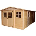 Abri de jardin en bois 15 m� timbela - ep. 17mm - avec plancher impr�gn� - m337 + m337g