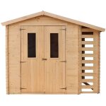 Abri de jardin en bois 353 m� + b�cher 097 m� timbela - 206x272 cm - pin / �pic�a - ep. 19 mm - plancher ...