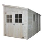 Abri de jardin en bois 8 m timbela - pin / pica - h244x211x416 cm - construction de panneaux - m340a ...