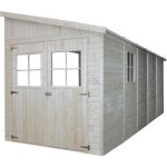 Abri de jardin en bois - timbela - m341 - 216x513 cm - construction de panneaux - pin / pica
