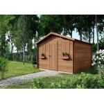 Abri jardin bois trait� autoclave - 17. 87 m� - 4. 21 x 4. 28 x 2. 51 m - 28 mm