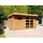 Abri de jardin en bois traité par autoclave avec toit plat - 13 m² - épaisseur 28 mm - coralio Abri de jardin en bois traité par autoclave avec toit plat - 13 m² - épaisseur 28 mm - coralio