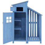 Abri de jardin en bois de sapin avec toiture en pvc bleu 110 x 53 x 174 cm