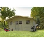 Abri de jardin en bois solid douai - 508x298cm - double porte - menuisi�re - 28mm d�paisseur