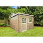 Abri de jardin en bois solid nevers 238x238cm - pin du nord certifi� - porte - menuisi�re - vitrage en ...