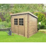 Abri de jardin en bois solid stendal - 248x198cm - double porte - menuisire - vitrage en verre