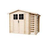 Abri de jardin en bois - timbela m386f + m386g - porte verrouillable de haute qualit
