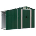 Abri de jardin - garosa - 277x93x179 cm - acier galvanis� - vert - avec support de bois de chauffage