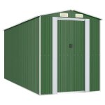 Abri de jardin - garosa - vert - acier galvanis� - 192x440x223 cm - doubles portes coulissantes
