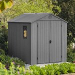 Abri de jardin keter darwin 68 abri durable et r�sistant en r�sine avec effet bois gris - 45 - 190x244x221 ...