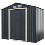 Abri de jardin en metal 27m� - goplus - 2 portes coulissantes et fen�tres - toit traditionnel extensible ...